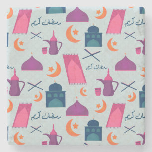 Fröhliches Ramadan-Muster Steinuntersetzer