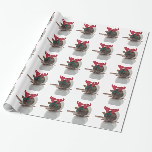 Fröhliches Ratmas mit den Geweihen an Geschenkpapier (Ungerollt)