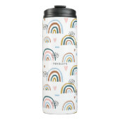 fröhliches Regenbogenmuster | Monogram Tumbler Thermosbecher (Vorderseite)