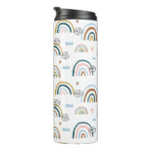 fröhliches Regenbogenmuster | Monogram Tumbler Thermosbecher (Nach rechts gedreht)