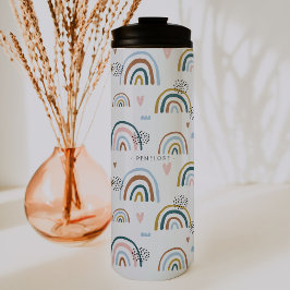 fröhliches Regenbogenmuster | Monogram Tumbler Thermosbecher