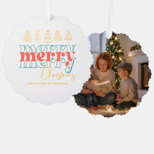 Fröhliches Retro-Gekritzel Weihnachtsgeschenk Ornament Karte
