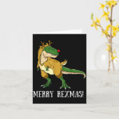Fröhliches Rexmas-Rentier-T-Rex-Rudolph-Dinosaurie Karte (Gelbe Blume)