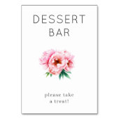 Fröhliches Rosa Blumen Dessert Schild Tischnummer (Rückseite)