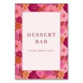Fröhliches Rosa Blumendessert Bar Schild Tischnummer (Rückseite)