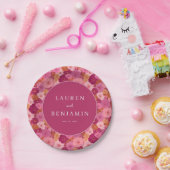 Fröhliches Rosa Blumenmuster Pappteller (Party)