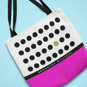 Fröhliches Rosa Schwarz Punkte Personalisiert Tasche