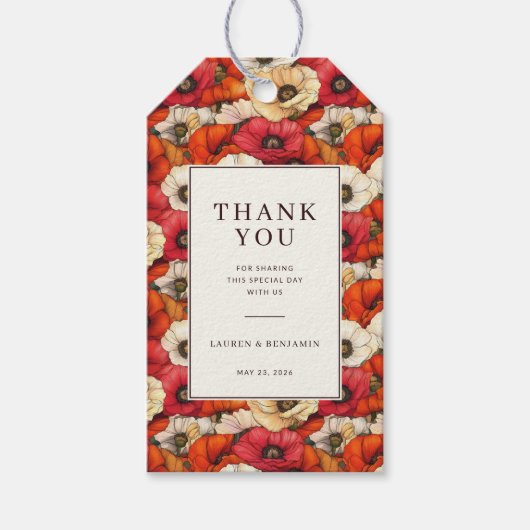 Fröhliches rotes Blumenfest Geschenkanhänger (Vorderseite)