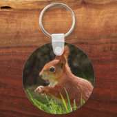 Fröhliches Rotes Eichhörnchen Schlüsselanhänger (Rückseite)