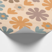 Fröhliches rustikales Retro-skandinavisches Blumen Geschenkpapier (Ecke)