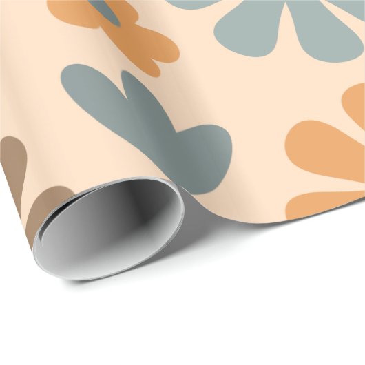 Fröhliches rustikales Retro-skandinavisches Blumen Geschenkpapier (Rolleneckpunkt)