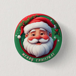 Fröhliches Santa-Claus-Cartoon-Porträt Button
