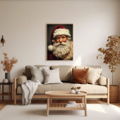 Fröhliches Santa Claus Portrait mit festlichem Gla Poster