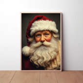 Fröhliches Santa Claus Portrait mit festlichem Gla Poster