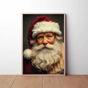 Fröhliches Santa Claus Portrait mit festlichem Gla Poster