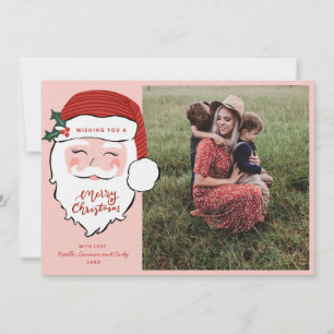 Fröhliches Santa-Gesicht Rosa Weihnachten Foto