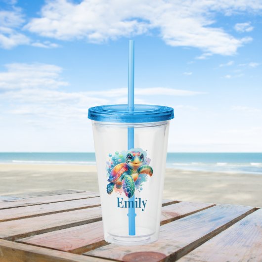 fröhliches Schildkrötendesign Acryltrinkbecher