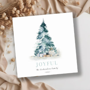 Fröhliches Schnee-Wasserfarben-Tannen-Weihnachtsba Feiertagskarte