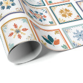Fröhliches Schneeflocken-Feiertagsmuster-Design Geschenkpapier (Rolleneckpunkt)