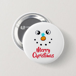 Fröhliches Schneemann-Gesicht Frohe Weihnachten Button