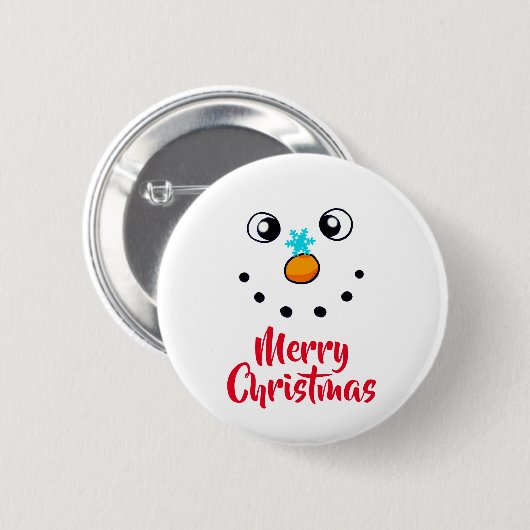 Fröhliches Schneemann-Gesicht Frohe Weihnachten Button (Vorne & Hinten)