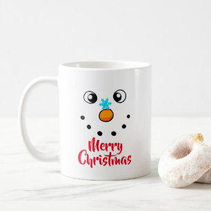 Fröhliches Schneemann-Gesicht Frohe Weihnachten Kaffeetasse