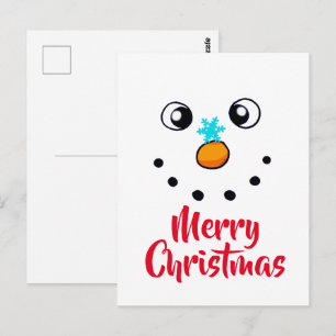 Fröhliches Schneemann-Gesicht Frohe Weihnachten Postkarte