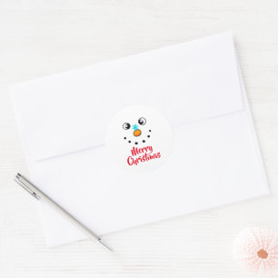 Fröhliches Schneemann-Gesicht Frohe Weihnachten Runder Aufkleber
