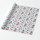 Fröhliches Schneemann & Winter Foliage Muster Geschenkpapier (Ungerollt)