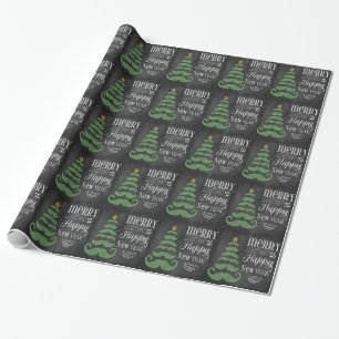 Fröhliches Schnurrbart-Tafel-WeihnachtsPackpapier Geschenkpapier