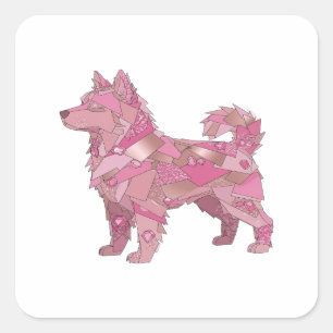 Fröhliches Silber PINK GLAS HUND Sticker Design