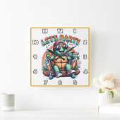 Fröhliches Skateboarden in einem pulsierenden Part Quadratische Wanduhr (Zuhause)