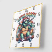 Fröhliches Skateboarden in einem pulsierenden Part Quadratische Wanduhr (Winkel)