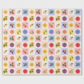Fröhliches Sommerfrucht- und Sonnen-Bienengeflecht Geschenkpapier (Flach)