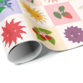 Fröhliches Sommerfrucht- und Sonnen-Bienengeflecht Geschenkpapier (Rolleneckpunkt)
