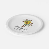 Fröhliches Sonnenblumen Rustikales Boho Dunkles Ho Pappteller (Schrägansicht)