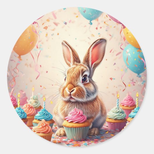 Fröhliches Sonnenfest mit Cupcakes Runder Aufkleber (Vorderseite)