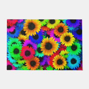 Fröhliches Sortiment an farbenfrohen Sonnenblumen Fußmatte