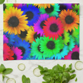 Fröhliches Sortiment an farbenfrohen Sonnenblumen Geschirrtuch (Gefaltet)