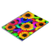 Fröhliches Sortiment an farbenfrohen Sonnenblumen Notizblock (Linke Seite)