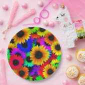Fröhliches Sortiment an farbenfrohen Sonnenblumen Pappteller (Party)
