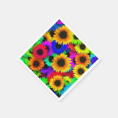 Fröhliches Sortiment an farbenfrohen Sonnenblumen Serviette (Ecke)