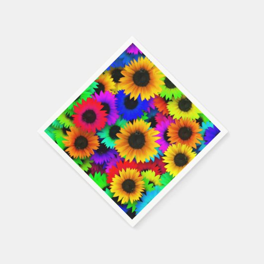 Fröhliches Sortiment an farbenfrohen Sonnenblumen Serviette (Ecke)