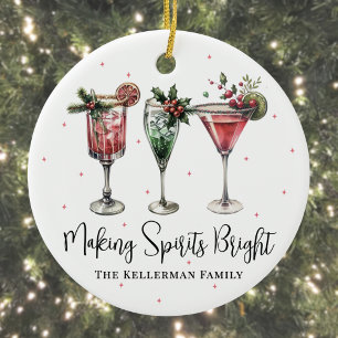 Fröhliches Spirituosen-Erhellen-Weihnachten Keramik Ornament