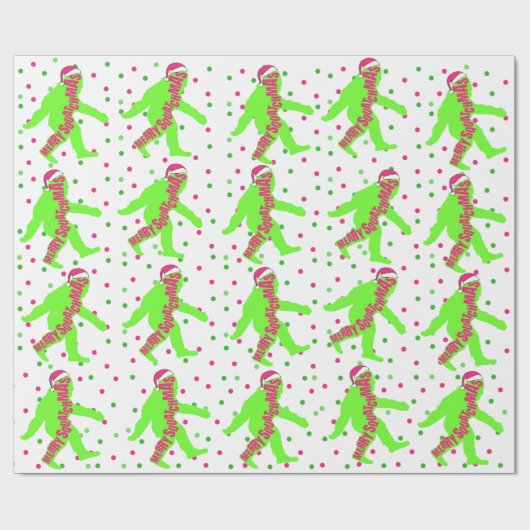 Fröhliches Squatchmas rosa und grünes Packpapier (Flach)