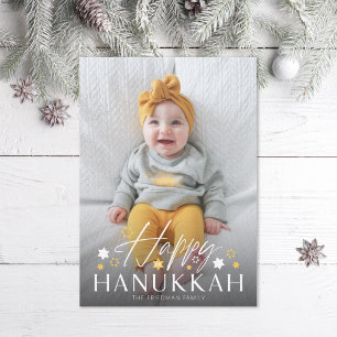 Fröhliches Sternenlicht Frohes Hanukkah Foto Feiertagskarte