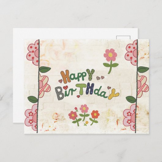 fröhliches Stickbildbild Postkarte (Vorne/Hinten)