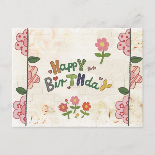 fröhliches Stickbildbild Postkarte (Vorderseite)