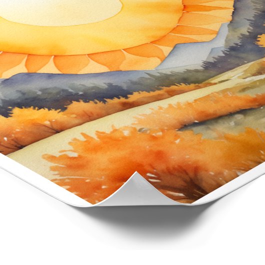 Fröhliches, strahlend warmes, gelb-orangefarbenes  poster (Ecke)