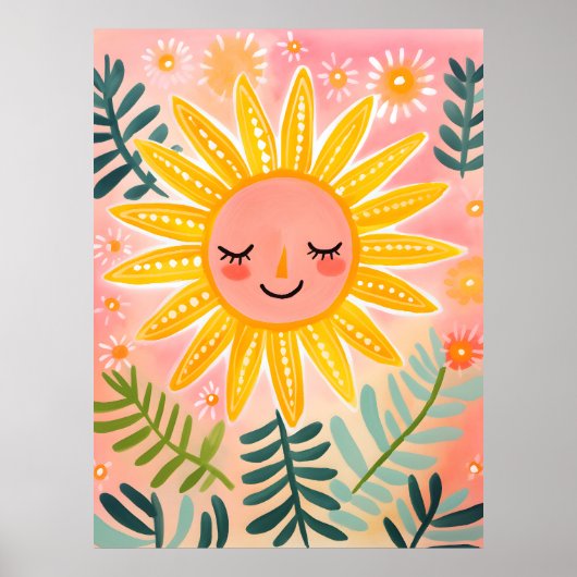 Fröhliches Sun Kinderzimmer Wall Art Poster (Vorne)